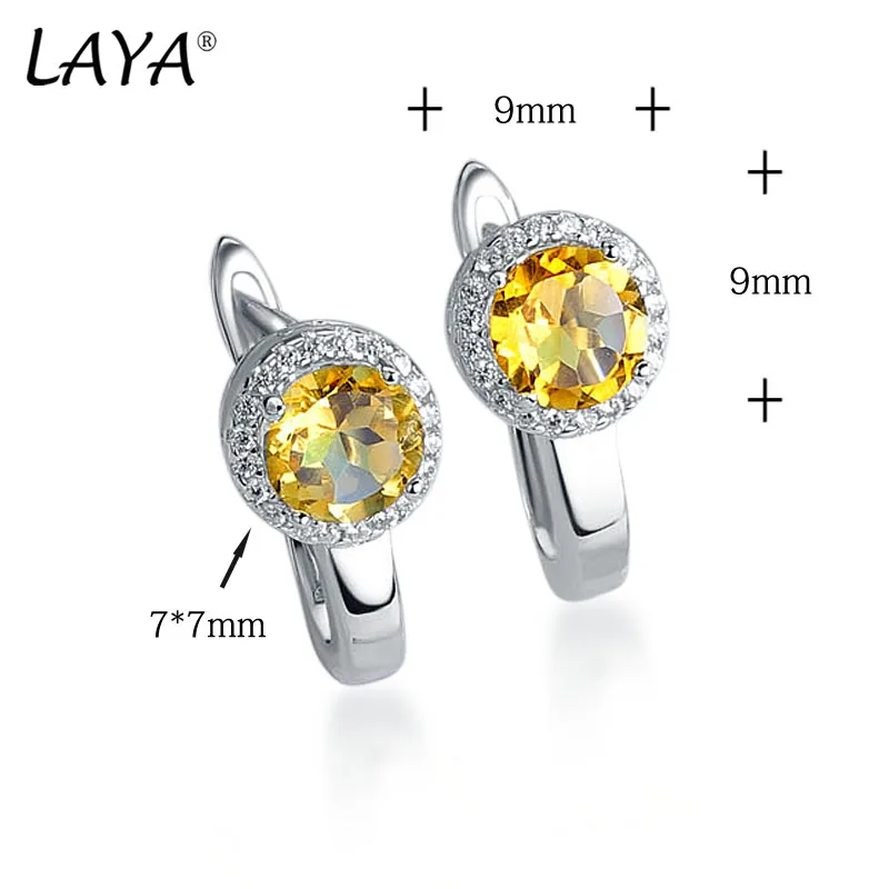 LAYA 100% 925 Sterling Silver Millennium Cut Vintage Gemstone Natural Citrine Earrings For Women Wedding Engagement Fine Jewelry