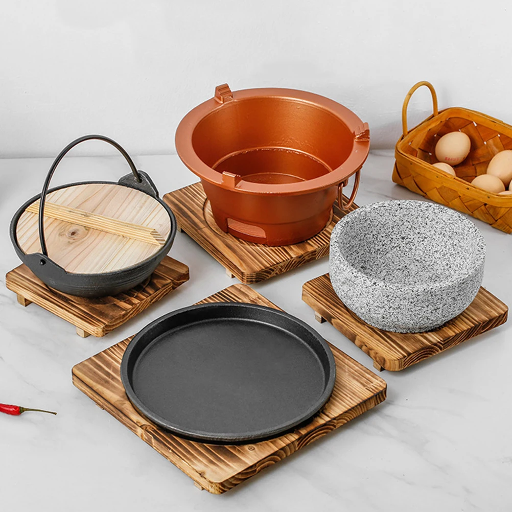 

Wood Heat Insulated Pot Mat Anti scalding Placemat Protective Table Mat Stone Bowl Holder Kitchen Barware Pad Casserole