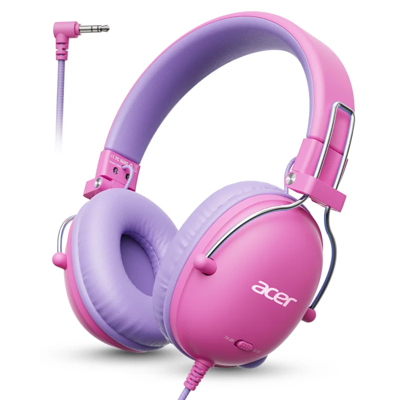 Audífonos Acer para Niños, 74/85dB, Volumen Seguro, con Cable, Sonido Estéreo, Audífonos Intrauditivos con Cable para Niños y Niñas en Edad Escolar