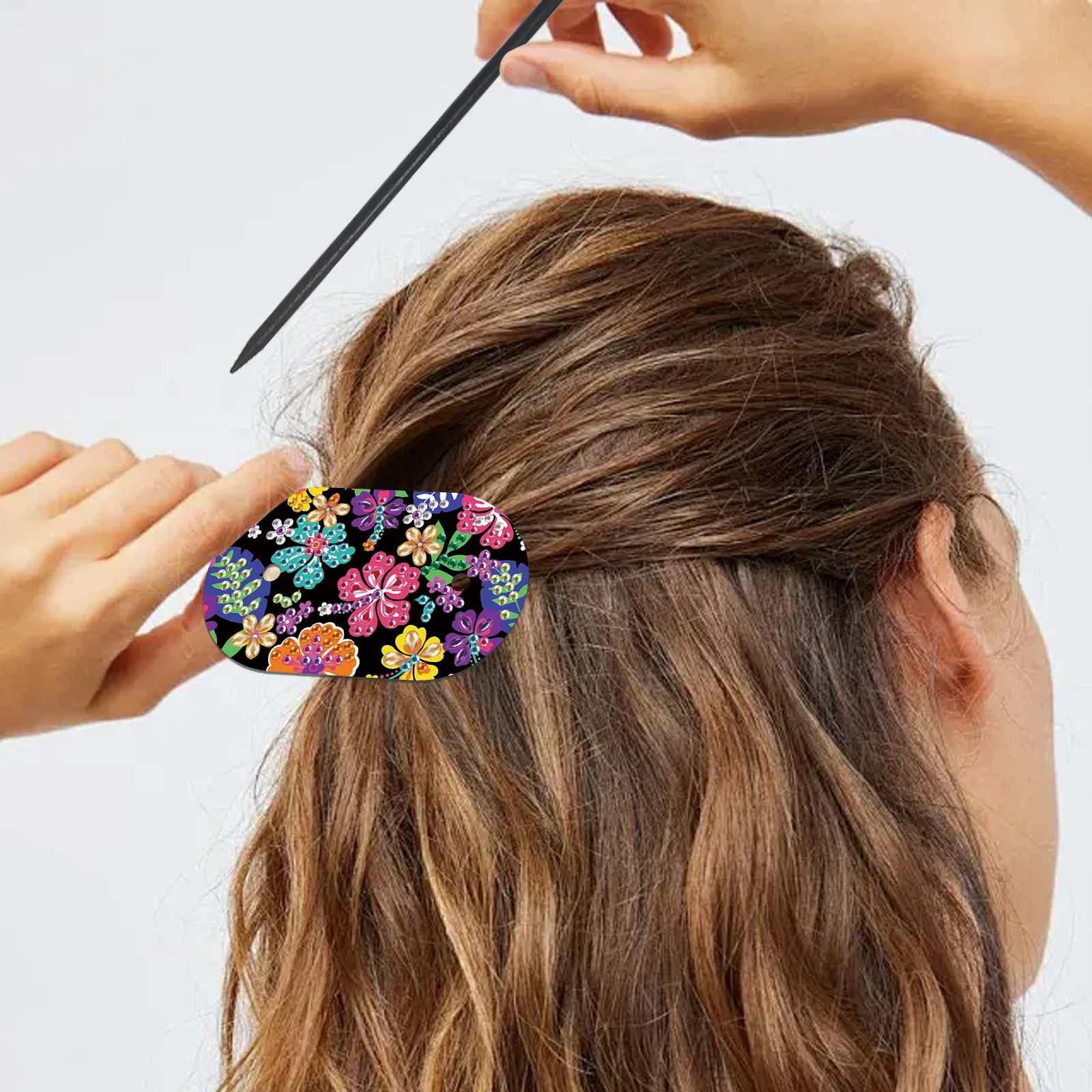 4Pcs Diamond Art Painting Ellipse Hairpin Kits, Colorful Flower DIY Diamond Art Hairpin Elegant Gift Classical Jewelry for Frien - view 6