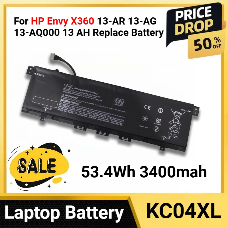 

KC04XL For HP Envy X360 13-AR 13-AG 13-AQ000 13 AH Replace Battery HSTNN-IB8K L08544-1C1 53.4Wh 3400mah