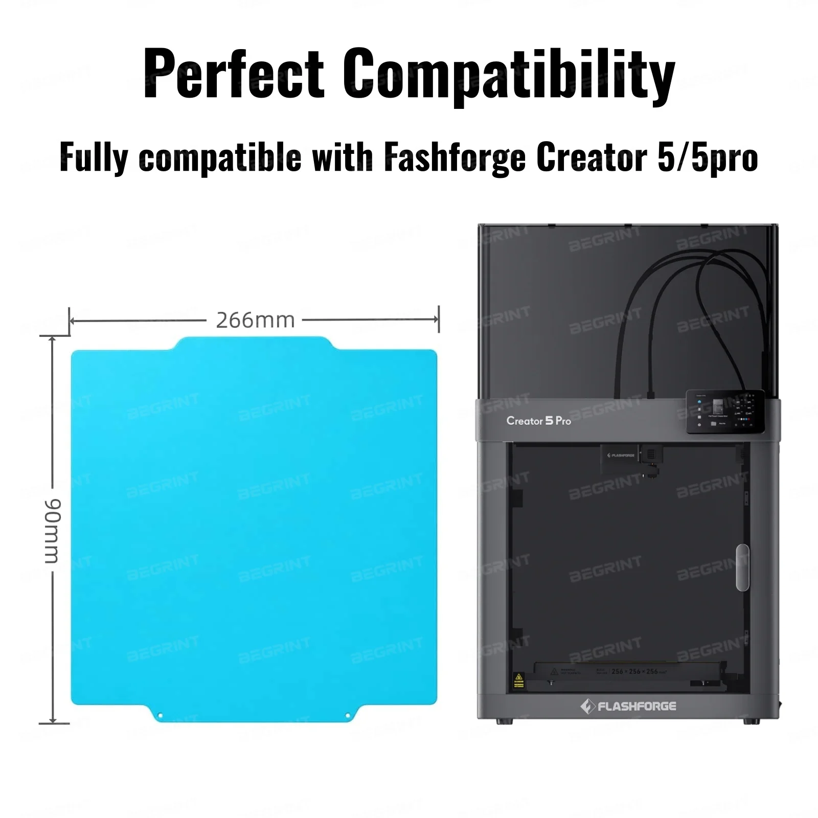Glacier Cold Plate For Flashforge Creator 5/5Pro Build Plate Double Sided Spring Steel 256x256mm Cool Plate Flexible Bed Sheet