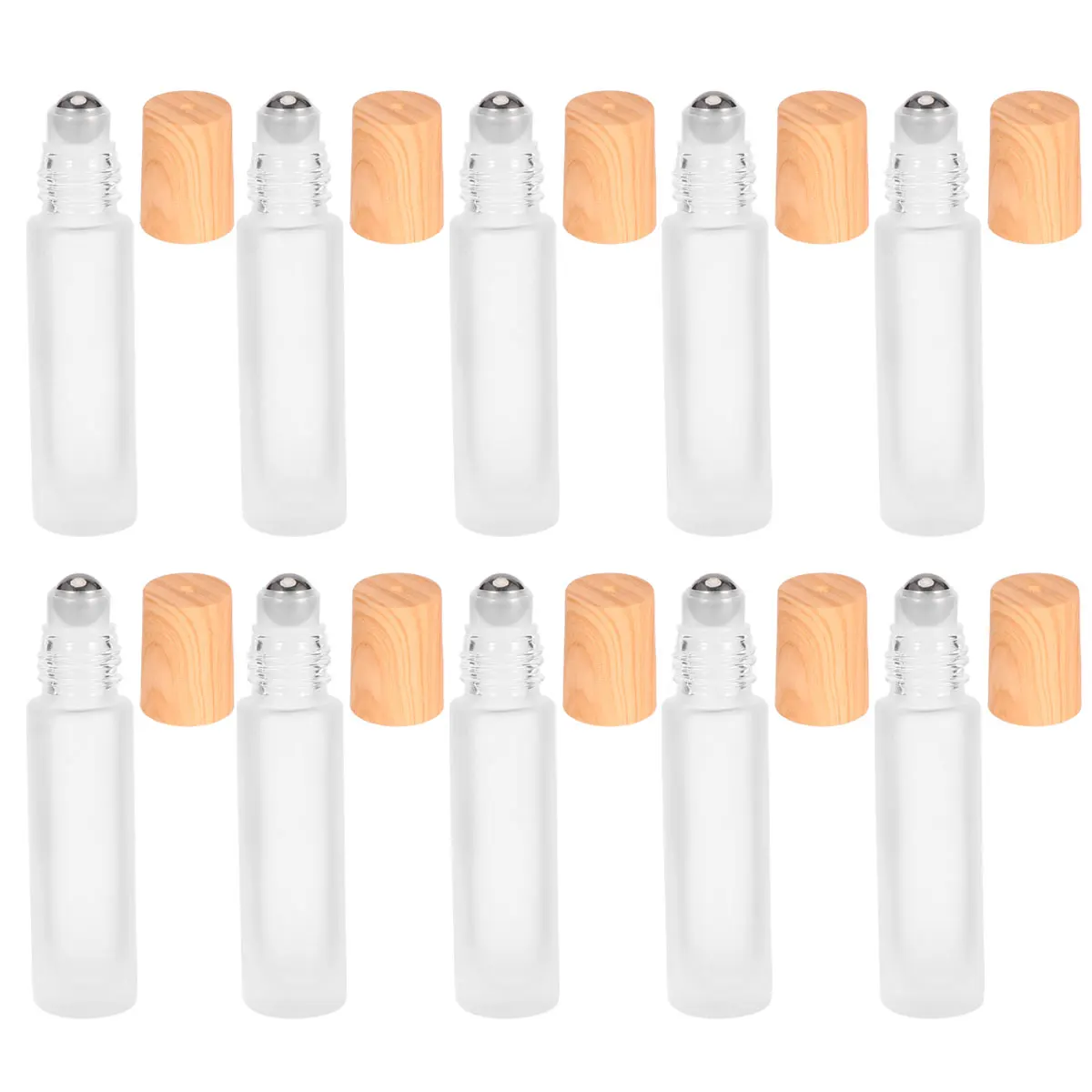 

10Pcs Roller Bottle Glass Frosted Essential Oil Storage Bottles Leak Proof Sealed Lid Refillable Portable Massage Bead