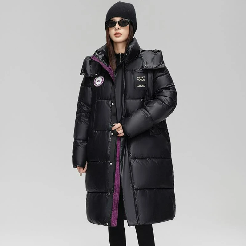 2026 جديد الذهب الأرجواني الملابس القطنية الدافئة المرأة سميكة سوداء موضة يندبروف سترة مزاجه ضئيلة