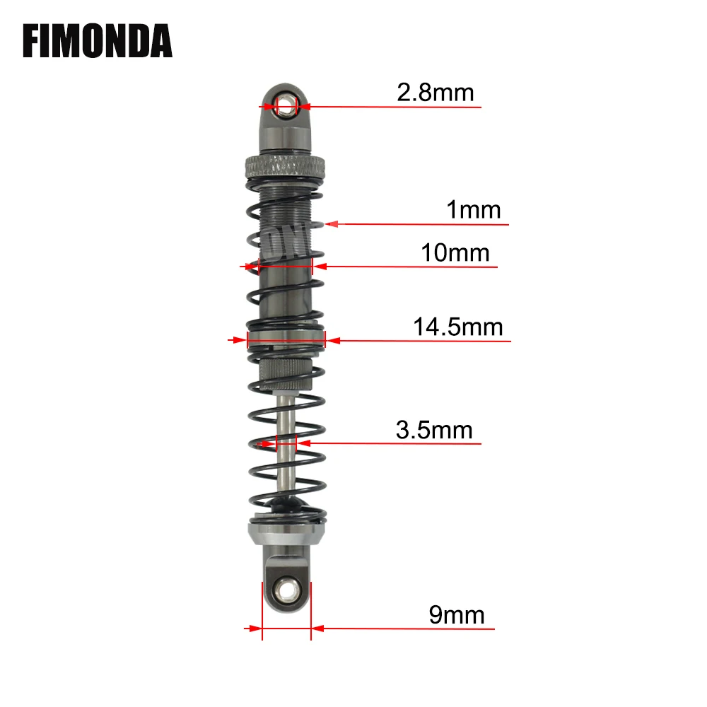 4PCS 1/10 RC Crawler Metal Shocks Gray 70mm 80mm 90mm 100mm 110mm 120mm for SCX10 Wraith RR10 TRX4 TRX6 ABSiMA Sherpa