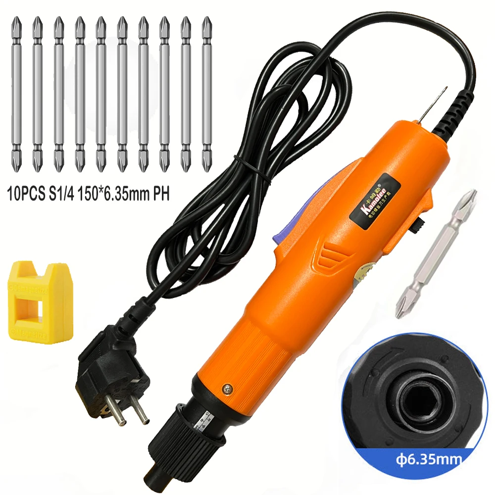 

AC 220V Electric Screwdriver with 10PCS Bits Industrial Electric Screwdriver 1500RPM Renovation Team Workshop Power Repair Tool