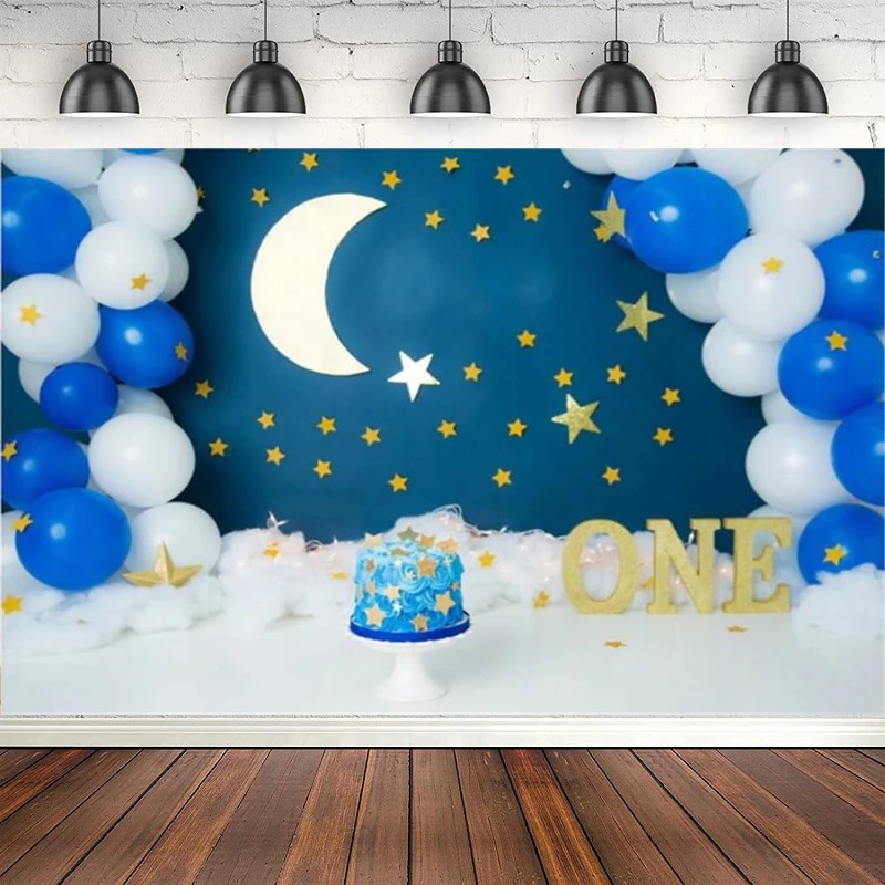 

Детский день рождения мечтательный фон для фотосъемки воздушный шар звезды детский портрет вечерние Декор фотографический фон плакат фотостудия