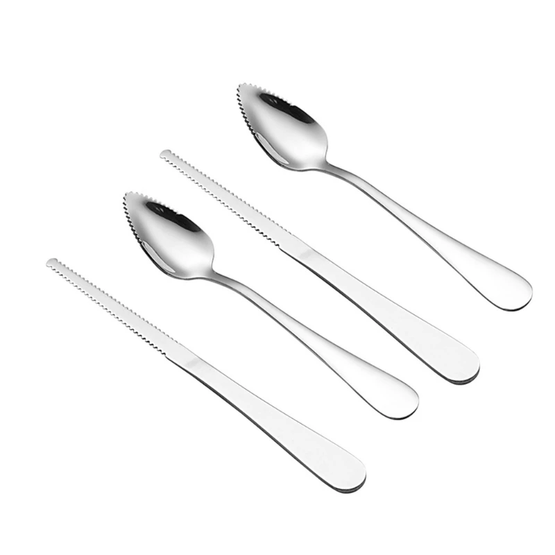 Set of 4 Practical Fruit Peeler Spoon Serrated Edges Steel Dessert Fruit Spoon Efficient Cutter for Busy Individual