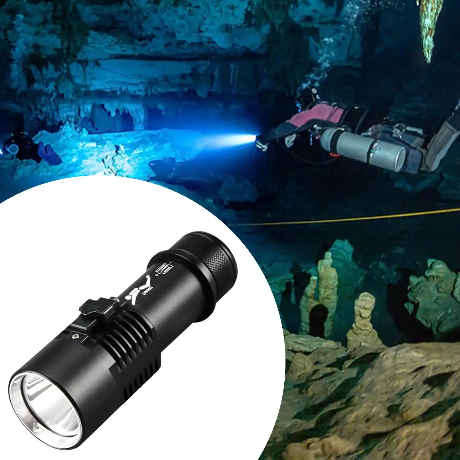 

Underwater Flashlight LED Scuba Diving Light for Hiking Emergency Travel