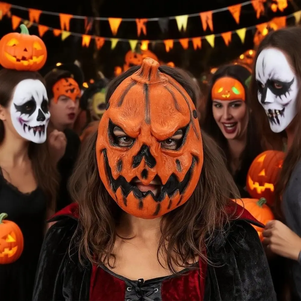 

Simple 3D Pumpkin Halloween Mask Creativity Funny Halloween Cosplay Mask Unisex Breathable Full Face Mask Haunted House