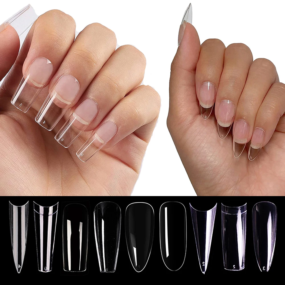 500pcs Nail Tips Clear Natural 38 kinds False Nail for Nail Salons