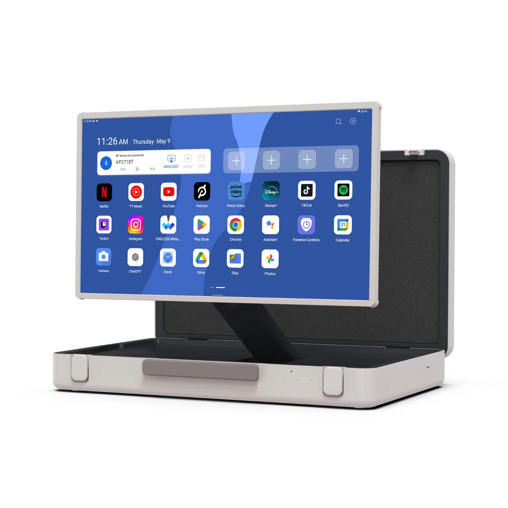 

ELC Packgo портативный смарт-телевизор 27 дюймов сенсорный экран Full HD Android 13 8 + 128 ГБ белый портфель монитор умный дисплей для игр