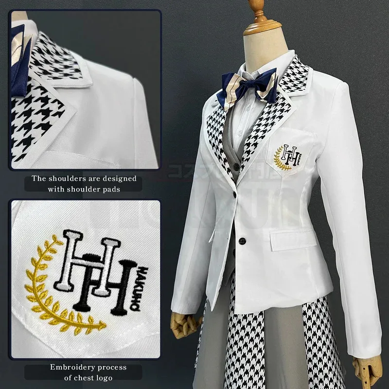 HOLOUN Blue Lock Anime Reo Mikage Cosplay Costume Wig School Uniform Embroidery Suit Skirt Shirt Vest Tie Rose Net Synthetic