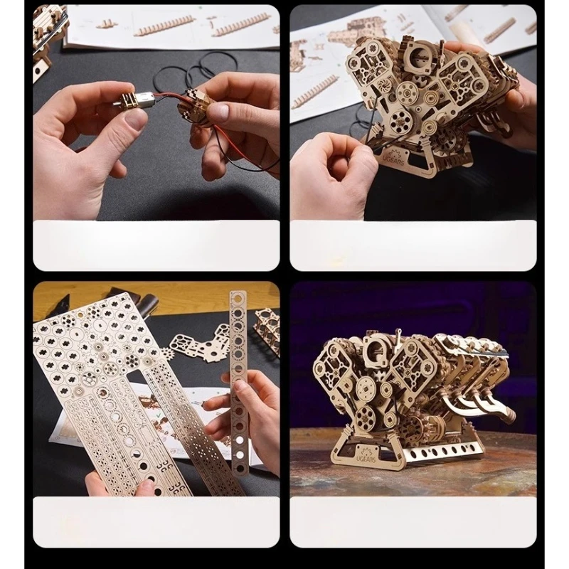 لغز نموذج تعليمي بناء مجموعات اللعب ثلاثية الأبعاد اليدوية الخشب الكبار متعة لغز DIY ألعاب الطفل لعبة محرك الألغاز بنة #5