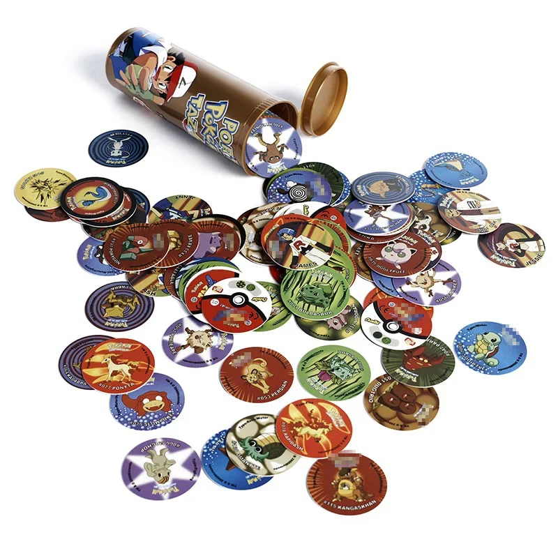 Bottled Lote De Tazos Porta Pokemon Generation 160PCS New Complete Collection Super Mega Master Milkcaps Round Chaps Cards