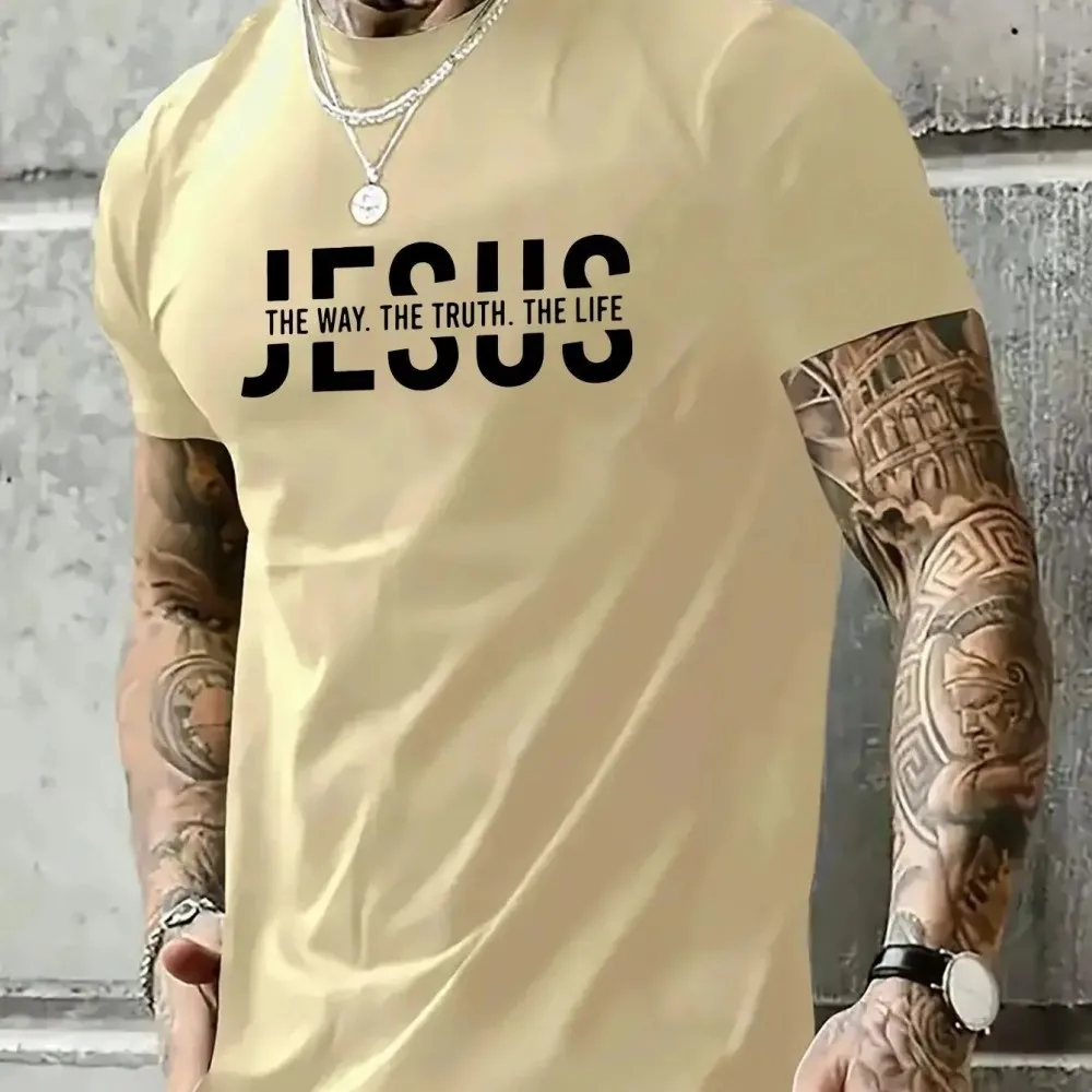 JESUS Buchstaben-Print Sport-T-Shirt für Herren und Damen – Lässiges Outdoor-Streetwear-Oberteil für Paare, bequem, kurzärmelig, Sommerkleidung – Detail 6