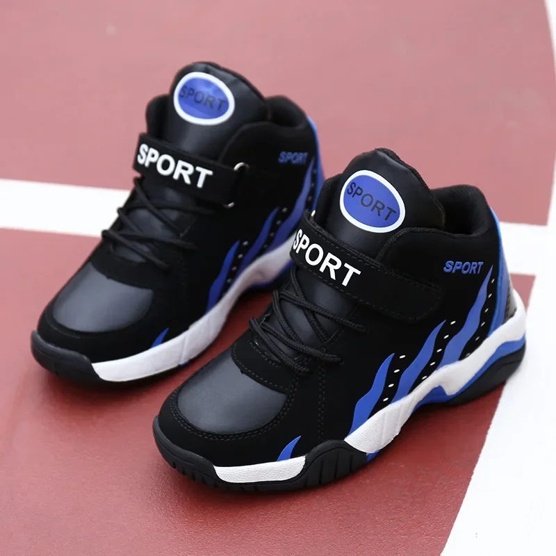 Warm Winter Kids Shoes Sport Boys Casual Shoes High Top Tennis Children\'s Sneakers Plush Leather Running Sneakers for Girls New