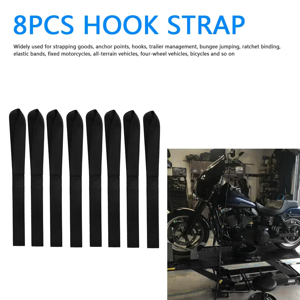 8 عبوات من حزام ربط ذو حلقة ناعمة مقاس 13 × 1 بوصة لتأمين الدراجة النارية ATV #4