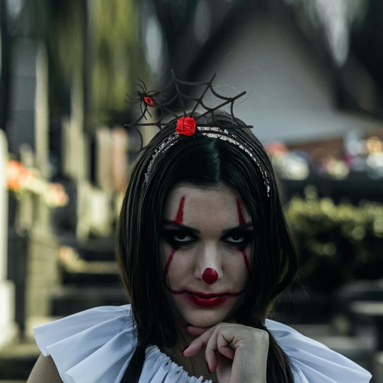 

Spooky Spider Headpiece with Choker for Halloween Party Women's Costume Hairband Cute Cosplay Accessory Festive Decoration Set