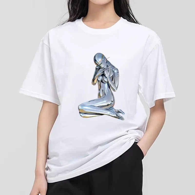 H-Hajime S-Sorayama T Shirt Women Couple Combination Clothes Short Sleeve Collar Fashion T-shirt Man Cotton