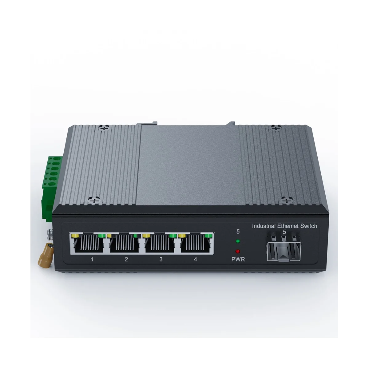 5 Port Industrial PoE Gigabit Din Rail Ethernet Switch, 4 Port Switch with SFP 10/100/1000Mbps IP40 Unmanaged 48V Output