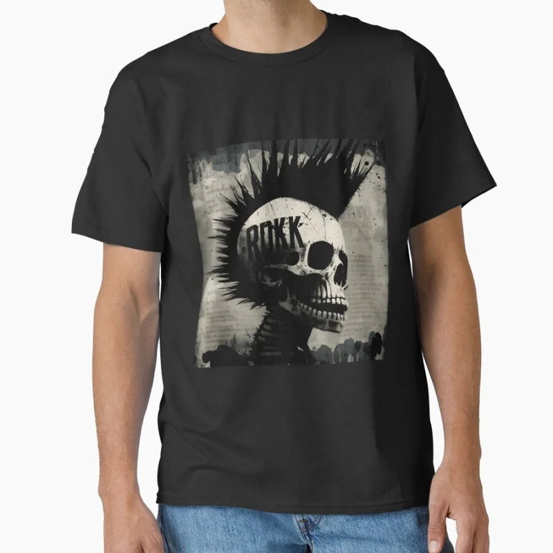

retro Punk Rock Bones horror death gothic skull pattern scary halloween gift T-shirt for men Large size Tops S-6xl