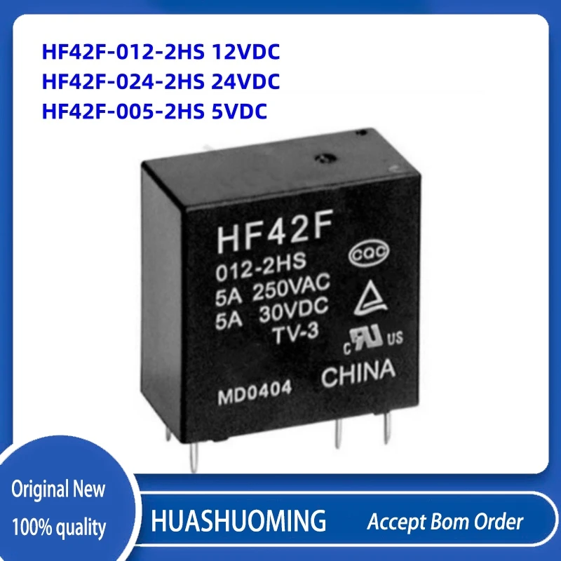 NEW 10PCS/LOT     JZC-42F HF42F HF42F-005-2HS HF42F-012-2HS HF42F-024-2HS 6PINS 5A 5 12 24VDC