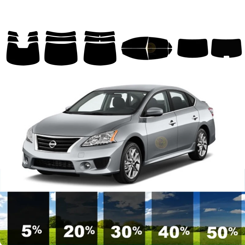 precut Removable Window Tint Film For Car 100% UVR 5%-35%VLT Heat Insulation Carbon ﻿For NISSAN SENTRA 4 DR SEDAN 2013-2019