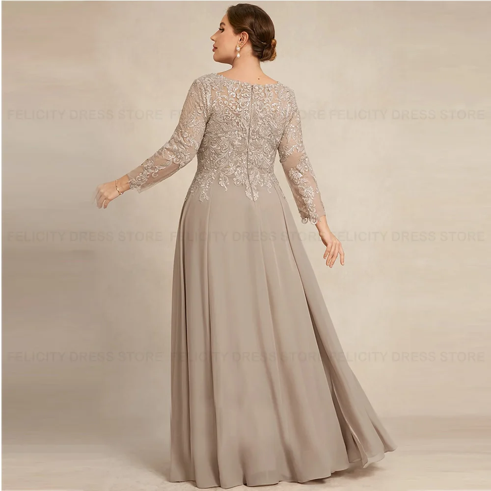 Gorgeous Plus Size Mother of the Bride Dresses A-line V-Neck Chiffon Lace Customized Wedding Guest Dresses فستان حفلات الزفاف