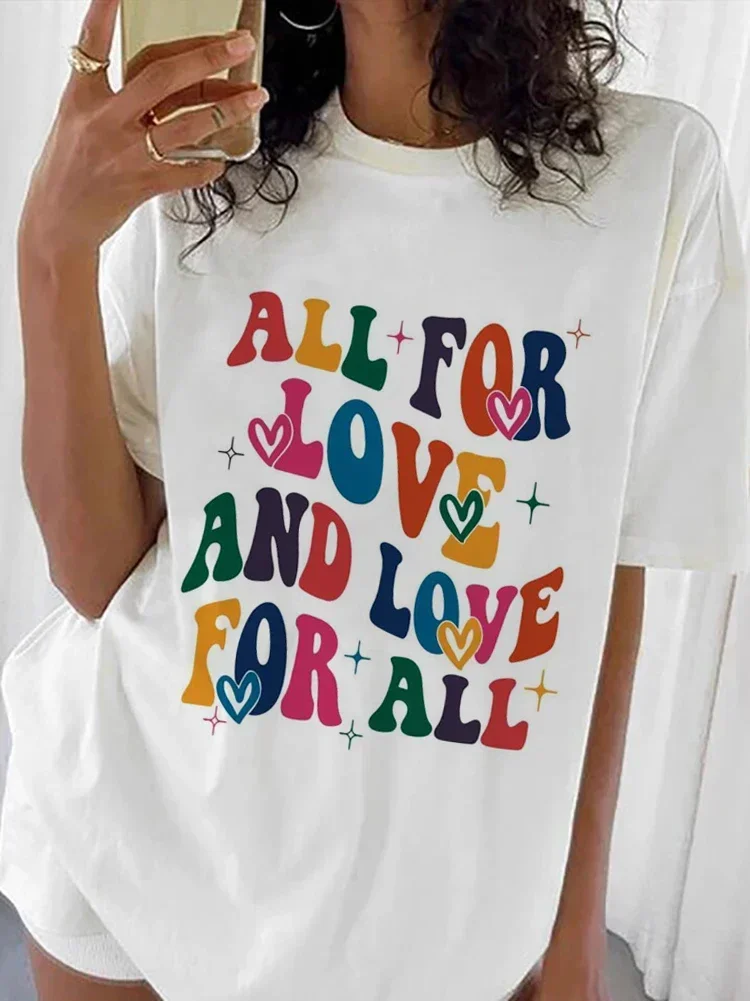 

Kawaii Sweet Top Harajuku Letter Print O-Neck Style Casual T-Shirt Women's Street Fashion Versatile Style Trendy Summer T-Shirt