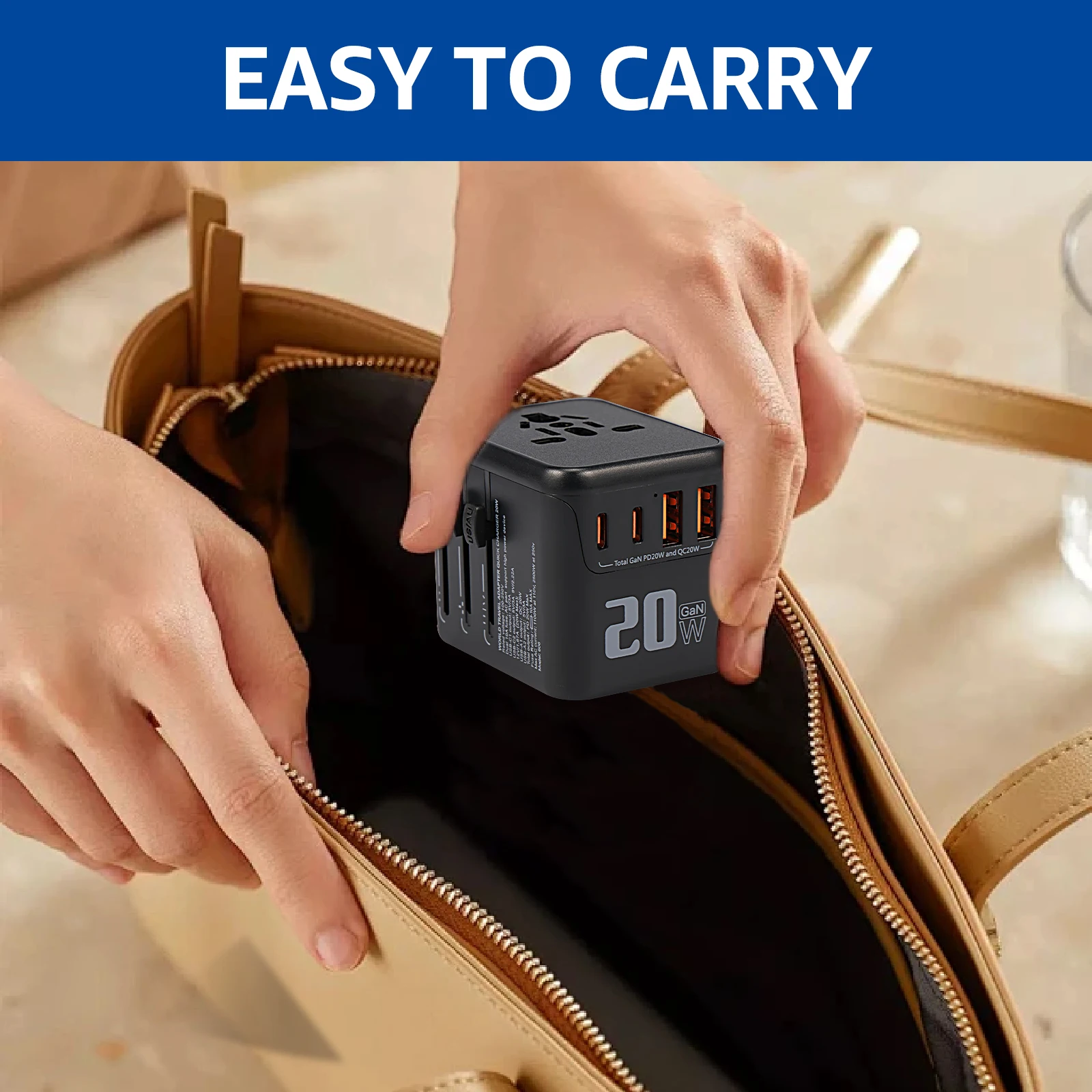 1/2 قطعة شاحن الكل في واحد محول السفر 4 منافذ الطاقة مع 2 USB و2 منافذ Type-C الأساسيات الدولية للولايات المتحدة/الاتحاد الأفريقي الاتحاد الأوروبي المملكة المتحدة 2025