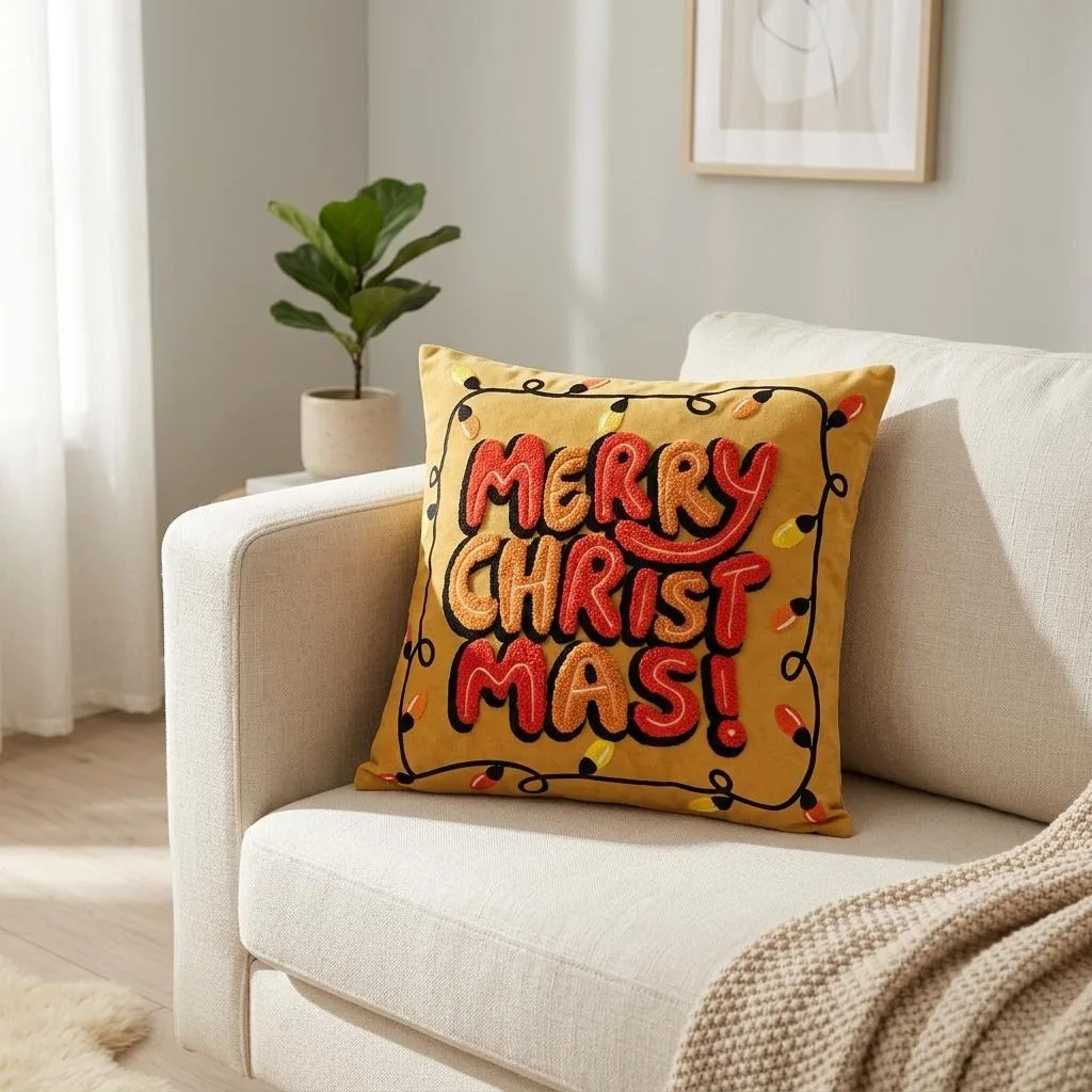 Weihnachtlich gestickte Kissenbezüge, Sofakissenhülle, Feiertagsdekoration, Kissenbezüge für Wohnzimmer und Schlafzimmer – Detail 7