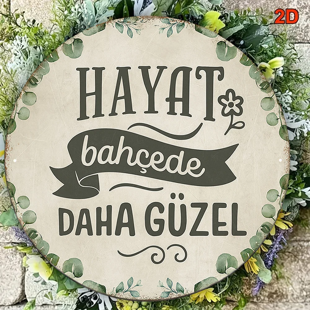 1 piece of 8*8in/20x20cm 2D flat round iron sign, vintage decorative plaque themed 