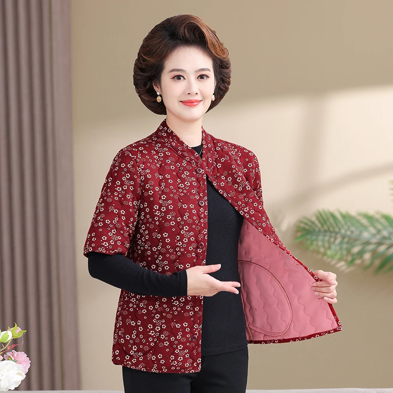 

Warm Fce Lined Lightweight Floral Cotton Jaet for ly Women Casual Loose Fit Open Cardigan Sle Thin Polyester Fabric