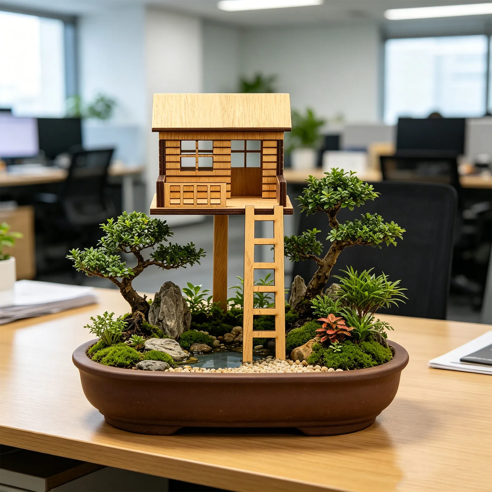 Miniature Wood Treehouse Natur - Landscape Bonsai Garden ulasan dan harga