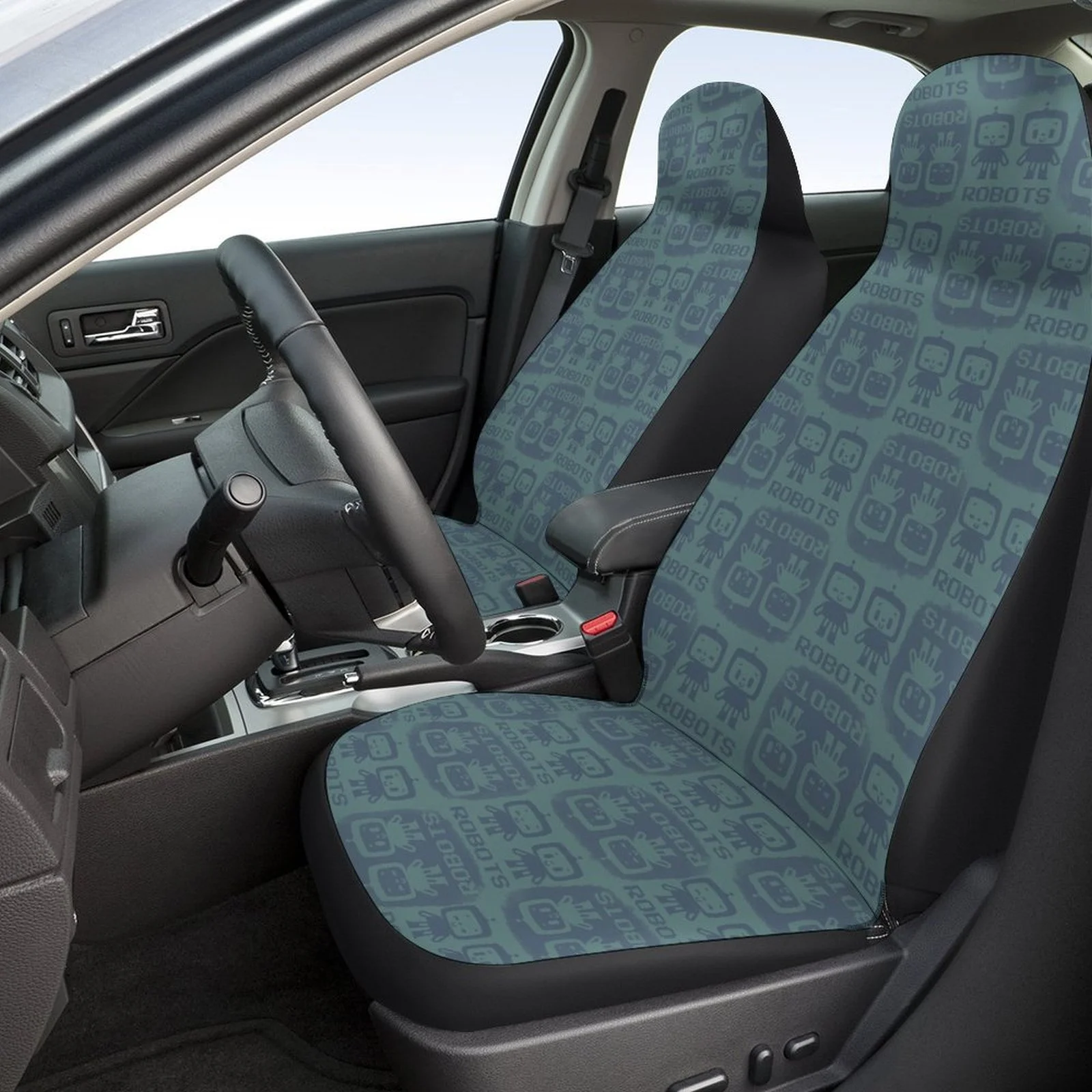 

2pcs Car Seat Covers Breathable Anti-Slip Front Row Robot Casual Style