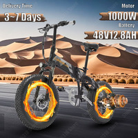 LANKELEISI E-bike 1000W Motor 48V12.8AH Lithium Battery Mountain Folding Electric Bicycle 20*4.0-in Fat Tire Snow Electric Bike
