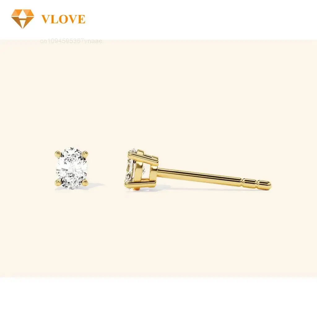 14k Real Solid Gold Jewelry Lab Gold Diamond Earrings IGI GIA Certified Diamond Studs Wedding Set Fine Fashion Studs Oval