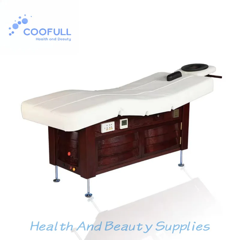 Coofull Electric Minimalist Spa Table Wooden Base Facial/Body Treatment Bed Adjustable Thermal Mattress Smart Hotel Outdoor
