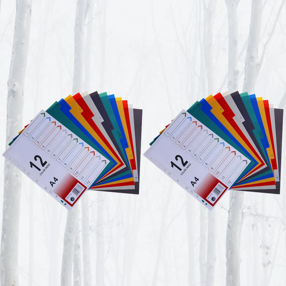 

2pcs A4 Index Page Dividers Colorful Tab Sheets Notebook Memo 6-Ring Binder Compatible Extra Wide Classification Pages