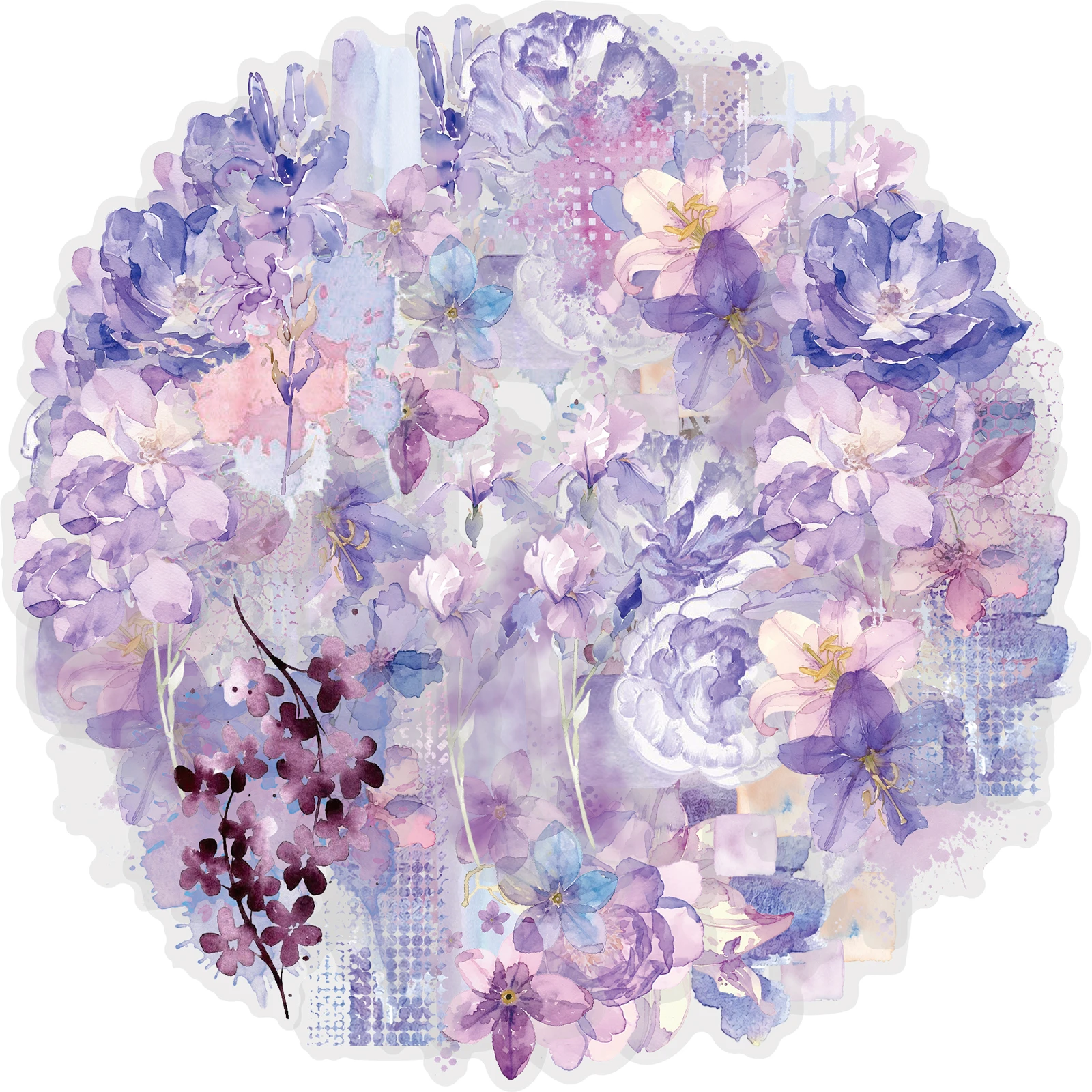 Etori Life 20pcs Purple Watercolor Floral Stickers, Dreamy Gradient Purple Flower Clusters, Collage Material for Notebooks, Laptop Backs, Handbags, Guitars, Water Bottles, Pencil Cases, Postcards and Envelopes, Student Gift Paper Bags, Artistic Aesthetics, Office Decoration Supplies, Scrapbooking Supplies, School Supplies, Children's Stationery Stickers, Gifts for Friends, Waterproof Stickers