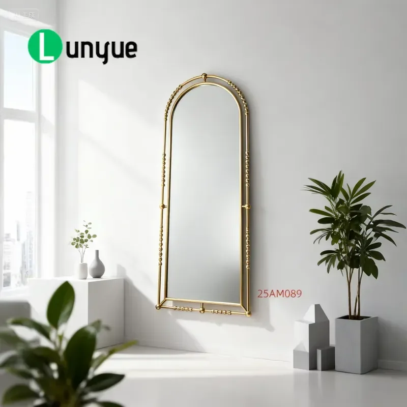 Luxury Modern Gold Metal Full Body Mirror Standing Glass Floor Mirror for Living Room Bedroom Fashion Home Decor Wholesale