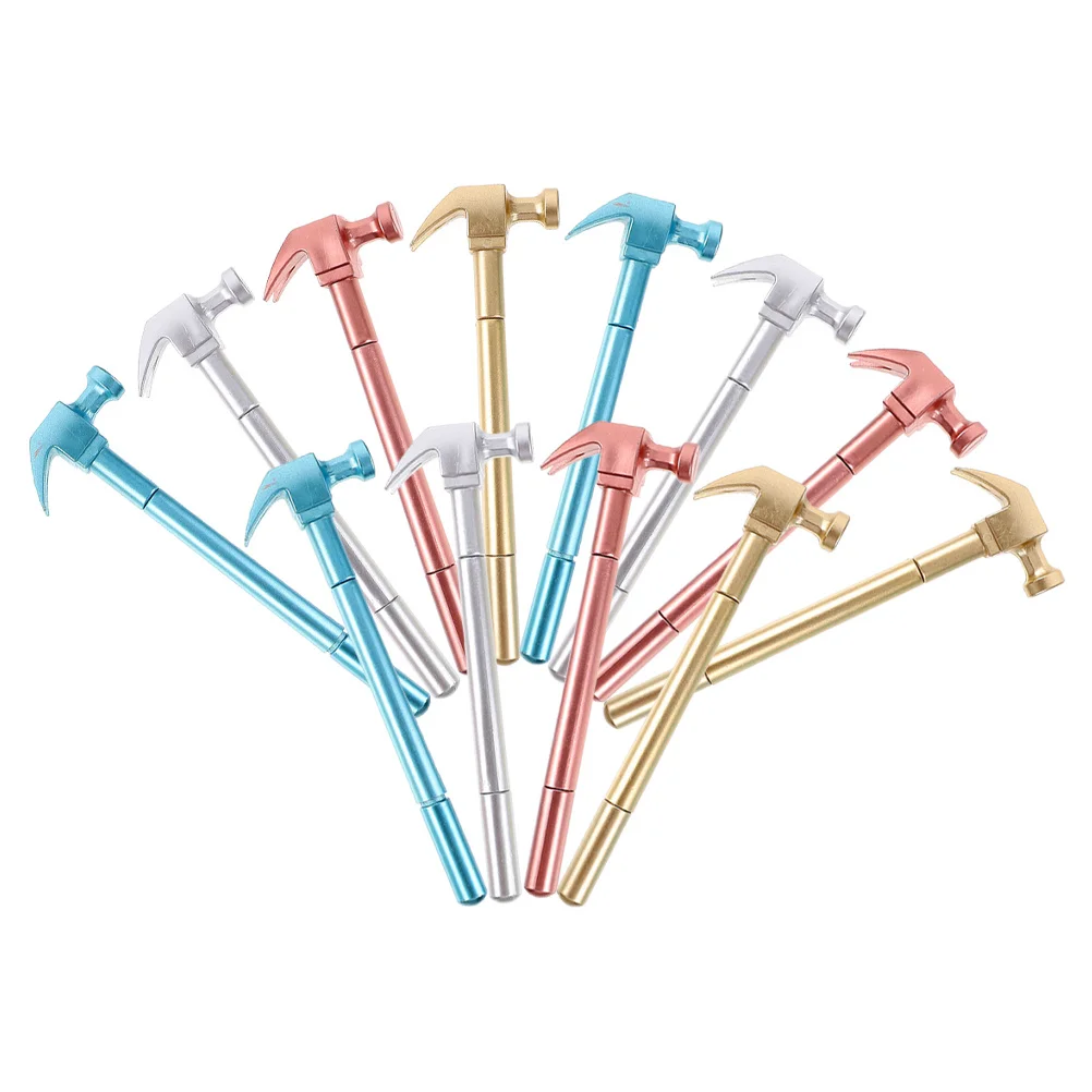 

12 шт., гелевая чернильная ручка в форме молотка, средняя точка, удобные письменные детские школьные и офисные объемные ручки, гелевая чернильная ручка, ручки в форме молотка