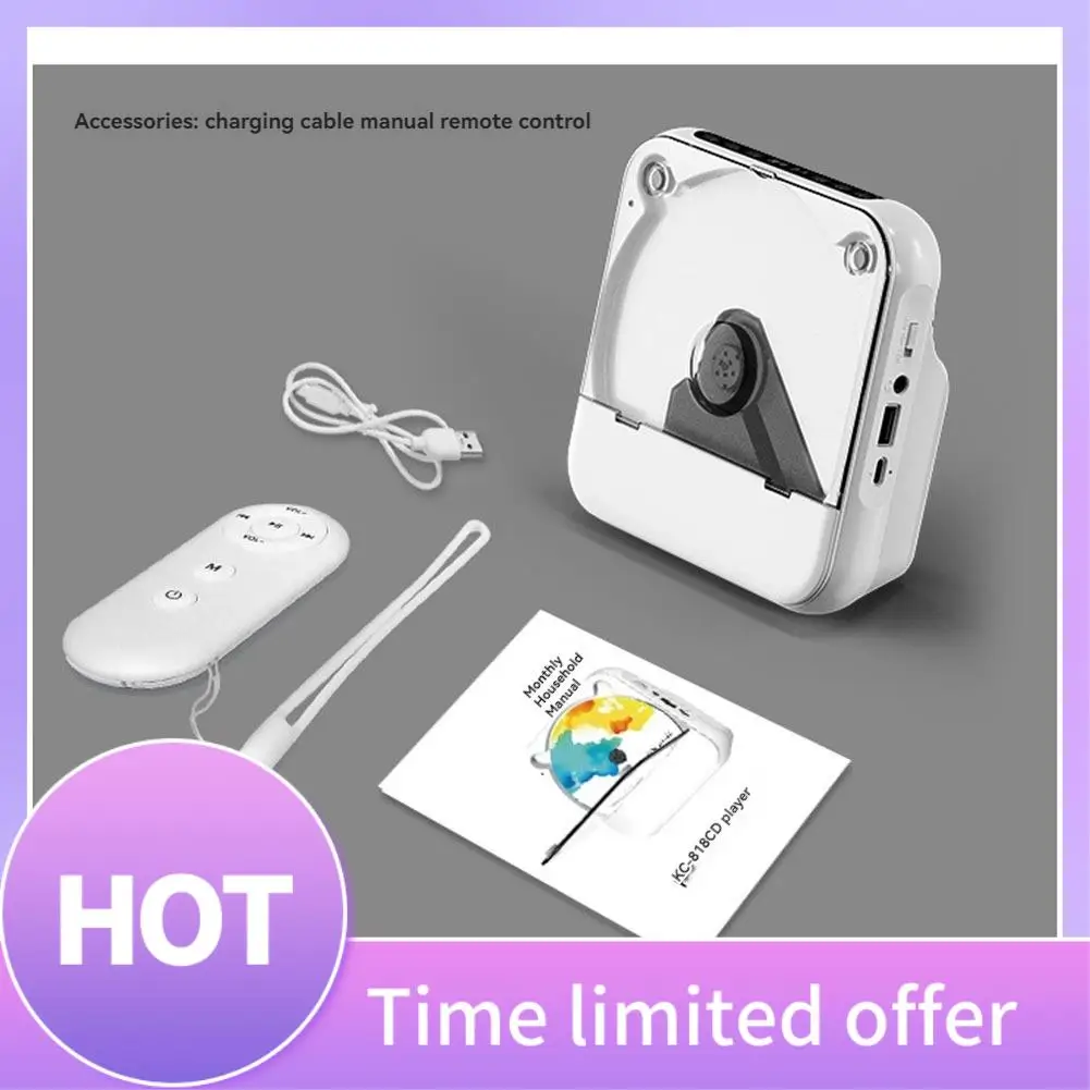 

ABXI Portable Home CD Music Player+Remote Control Bluetooth 5.1 CD Player Dust Cover Radio Boombox Display For Kids Gift
