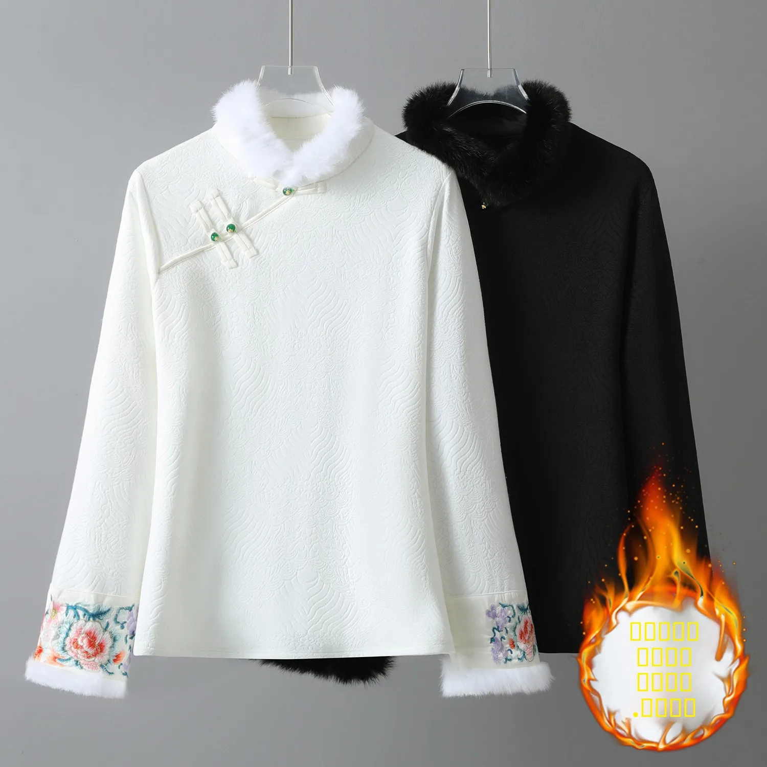 

Женская осенне-зимняя модная рубашка с вышивкой и флисовой подкладкой в традиционном китайском стиле, приталенная, с длинным рукавом