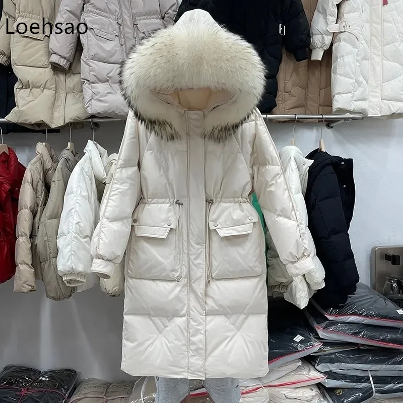 2022 Fashion Women Jacket Thickening Slimming Waist White goose down Winter Coats Outdoor Windproof Warm Female Long Parkas