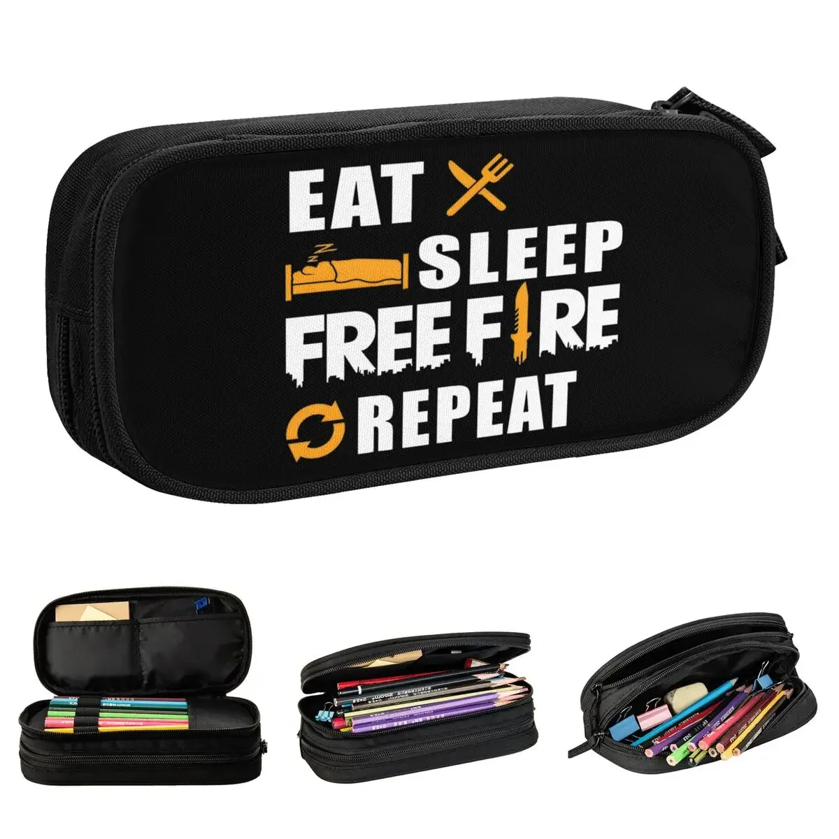 

Lovely Eat Sleep Free-Fire Repeat Pencil Cases Game Pencil Box Pen Box for Girls Boys Big Capacity Bags Office Gift Stationery