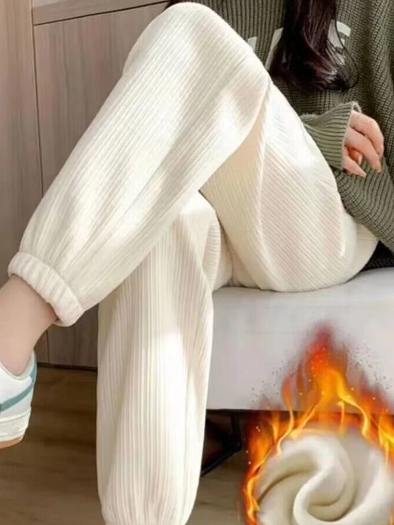 

Women's High Waist Fce Lined Thi Corduroy Casual Pants Autumn Winter New Sle Loose Slim Fit Trousers for Sports