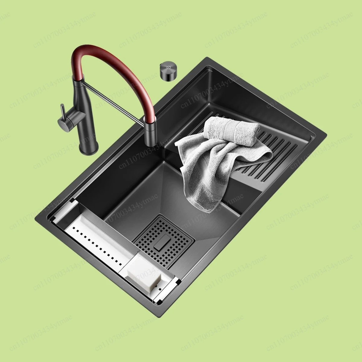 Nano Gray 304 Stainless Steel Sink Thickened Integrated Washboard Design Kitchen Bathroom Household Washing Basin