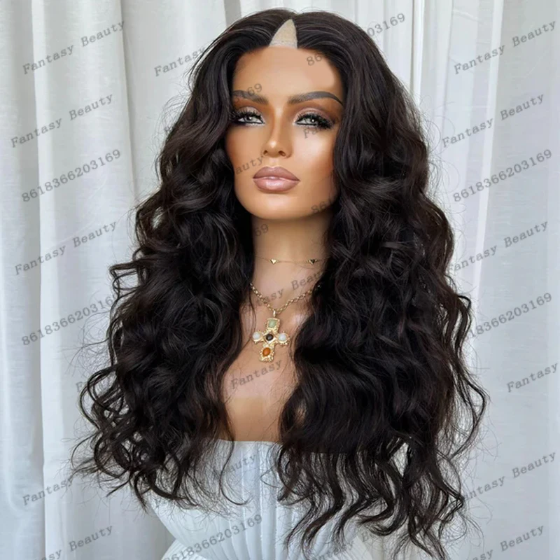 

Cheap Natural Black Human Hair Loose Wave U Part Wig for Black Women 250Density Glueless Machine Made 1X4 V Part Wigs with Clips